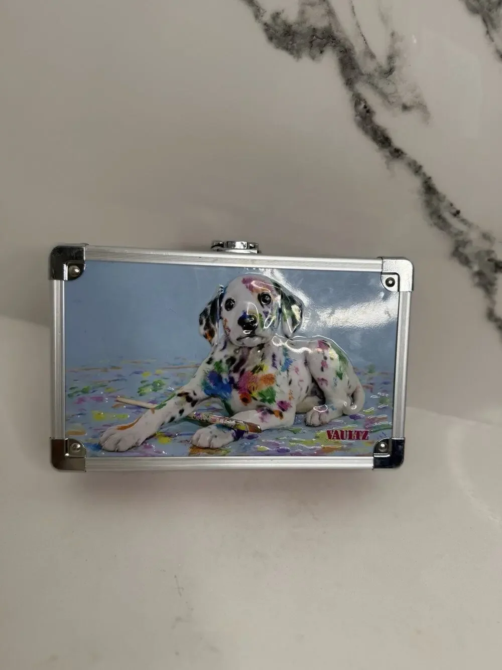 Vaultz Embossed Pink Spotted Dalmatian Dog Locking Supply Pencil Box Case